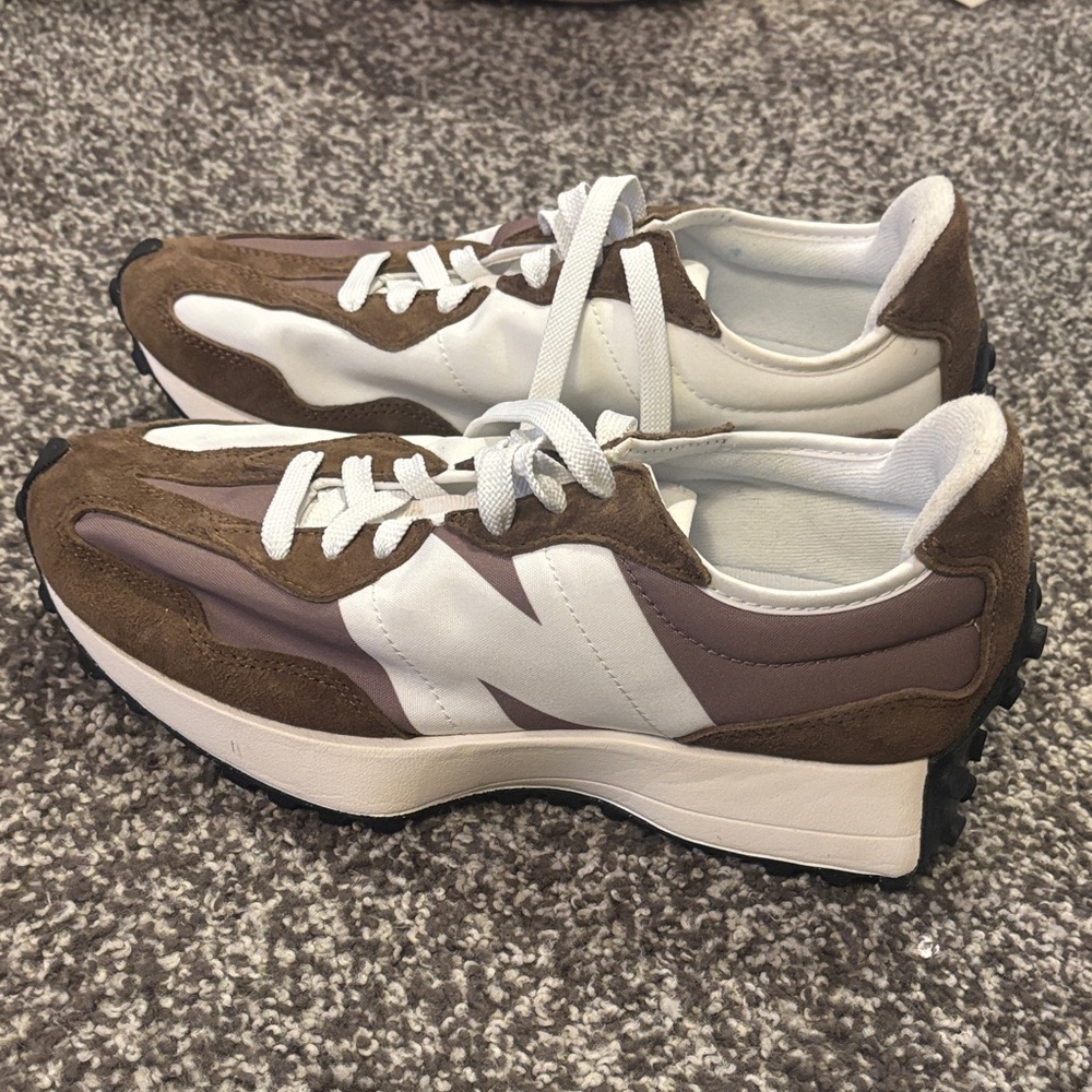 New Balance 327s White and Brown Athletic Shoes